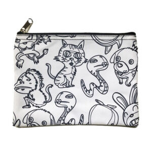𝅺Zippered Pencil Case or Storage Pouch in Animal Cartoon Print